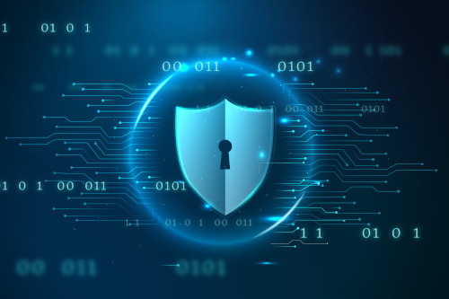 Futuristic lock shield protection vector